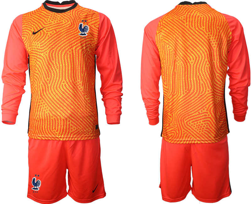 Cheap Men 2021 European Cup France red Long sleeve goalkeeper Soccer Jersey